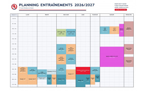 Planning d’entraînement et tarifs 2026-2027