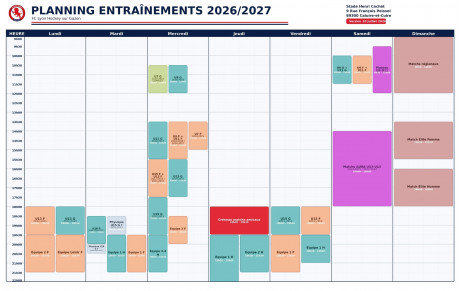 Planning d’entraînement et tarifs 2026-2027